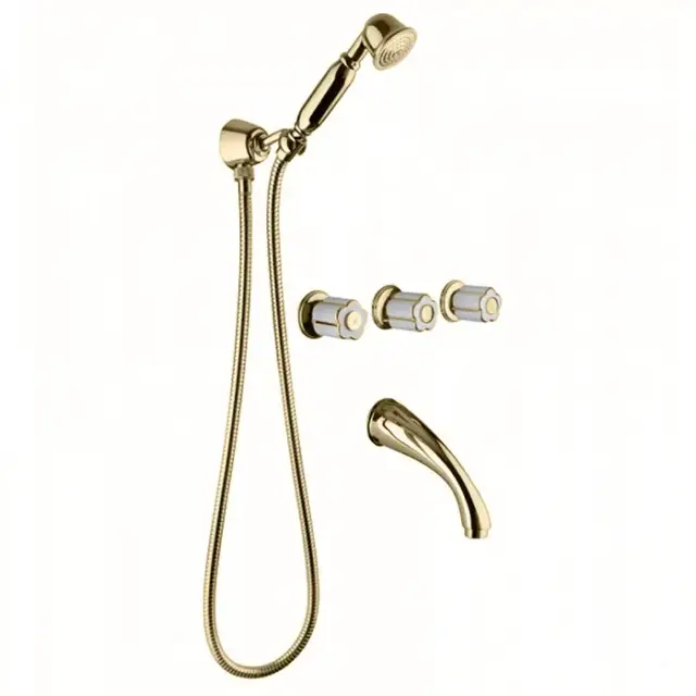 Bongio Fleur Blanc Встраиваемый комплект для ванны, цвет золото/белый фарфор 11530OR0DEU