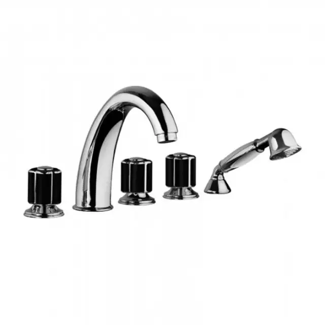 Bongio Fleur Noir Смеситель на борт ванны, на 5 отв., цвет: хром/черный фарфор 12531CR0D