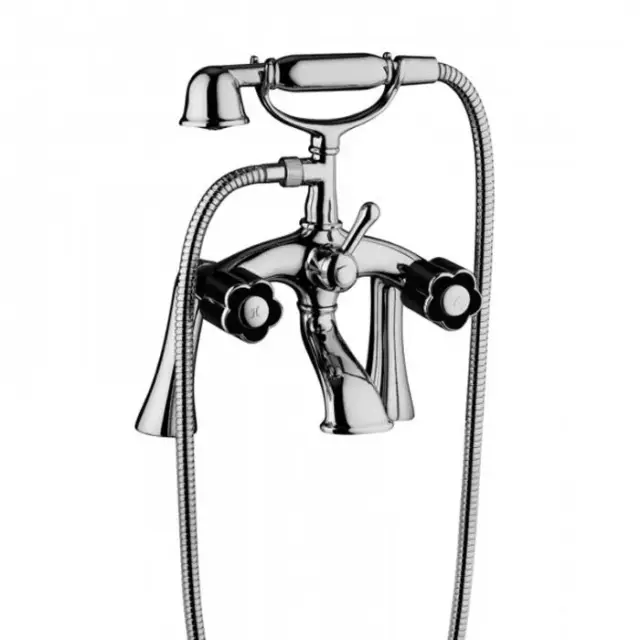 Bongio Fleur Noir Смеситель на борт ванны, на 2 отв., цвет: хром/черный фарфор 12527CR00