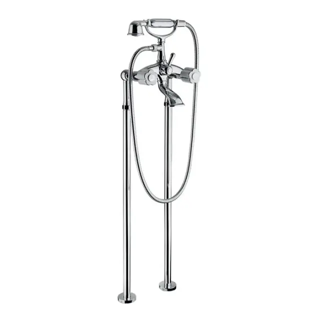 Bongio Fleur Noir Смеситель для ванны напольный с ручным душем, цвет хром/черный фарфор 12528CR00