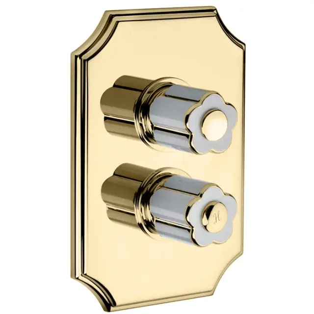 Bongio Fleur Blanc Встраиваемый термостатический смеситель, цвет золото/белый фарфор 11549OR03EU