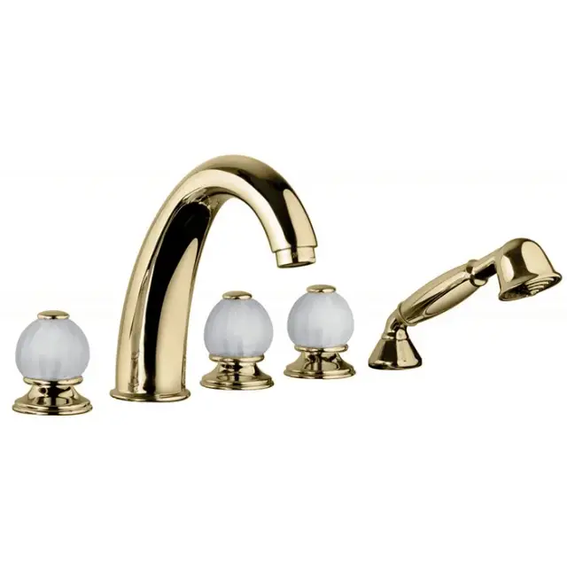 Bongio Rivoli Смеситель на борт ванны, на 5 отверстий, с ручным душем, цвет: золото 05531OR00D