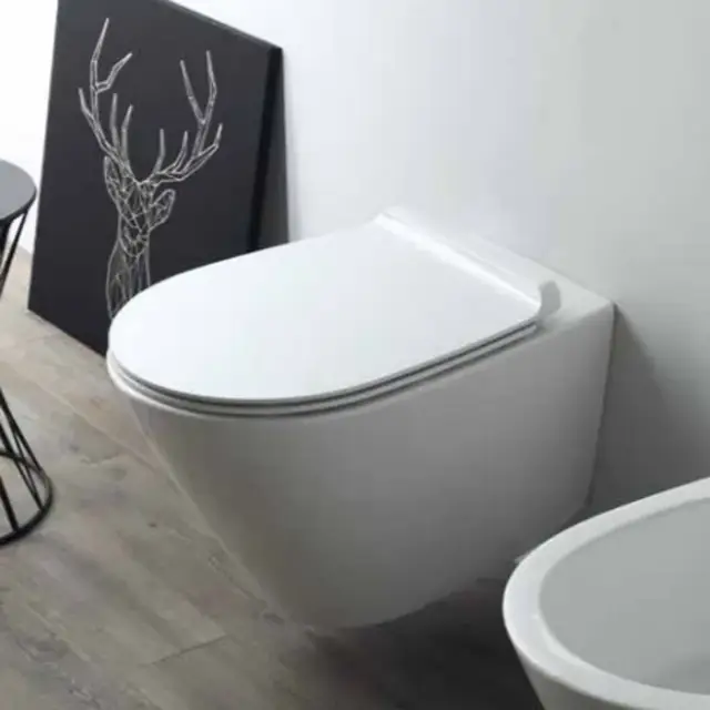 Simas Gambassi Унитаз подвесной безободковый 37,5х56,5 см, без крышки-сиденья, цвет: белый глянцевый GA18bi