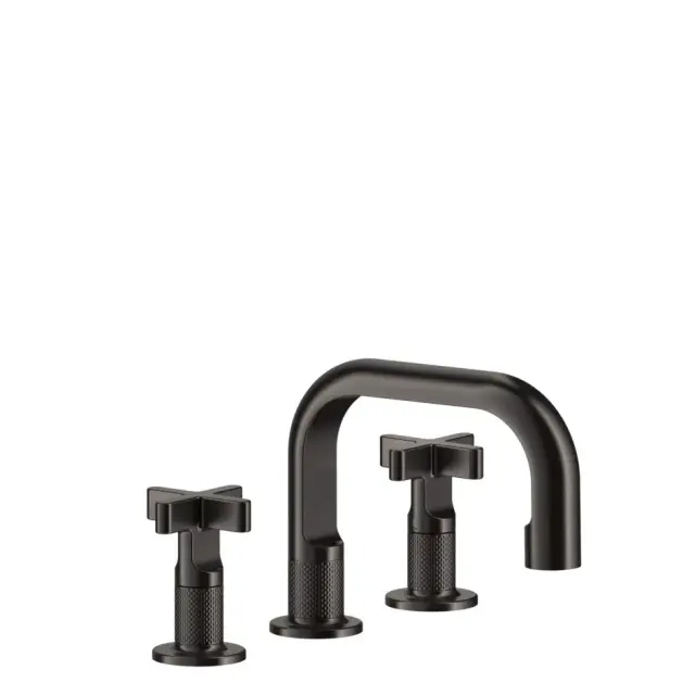 Gessi Inciso Смеситель для раковины на 3 отверстия, излив 14 cм, цвет: black metal brushed PVD 58112#707