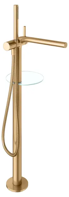 Keuco Edition 400 Смеситель для ванны, напольный, ручной душ, шланг, излив 81,7 см, цвет: латунь 51527 250100