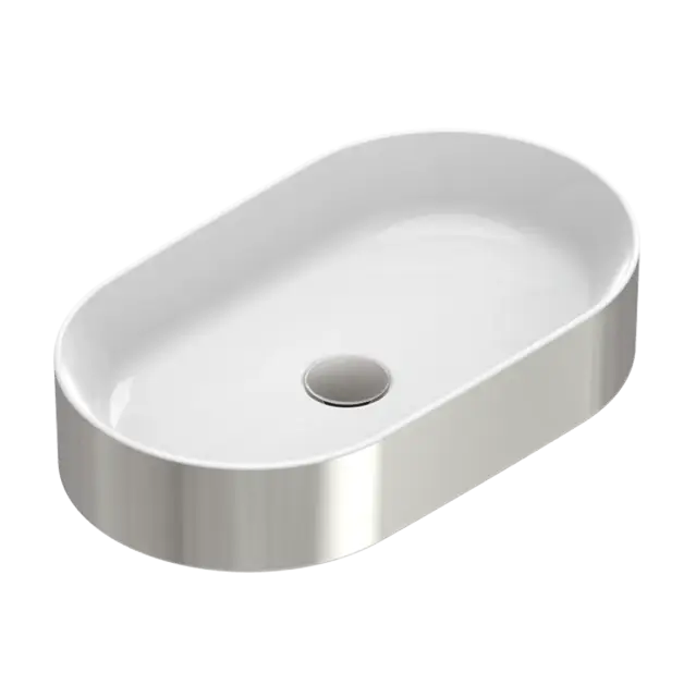 Catalano Gold & Silver Раковина чаша 60x35x12h см без перелива Cataglaze, цвет: серебро/белый глянц. 0122600041