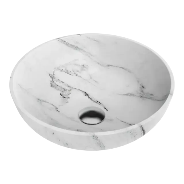 Omoikiri Hitomi Раковина чаша d41x14,5h см, из Natceramic, без перелива, цвет: white marble 4972078