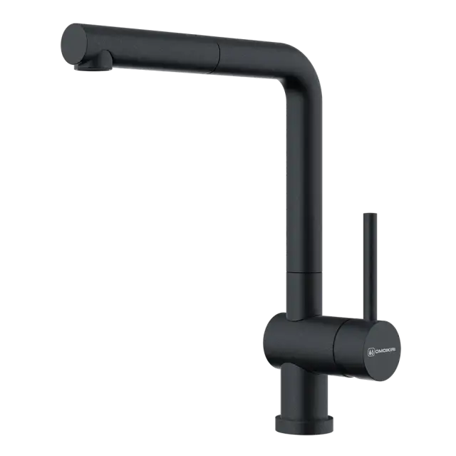 Omoikiri Akashi-S BL Смеситель для кухни, с гибким и выдвижным изливом, цвет: черный 4994573