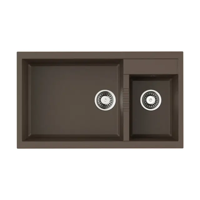 Omoikiri Tedori 86-2-LB ES Кухонная мойка из Tetogranit 86x24 см, цвет: espresso 4997242
