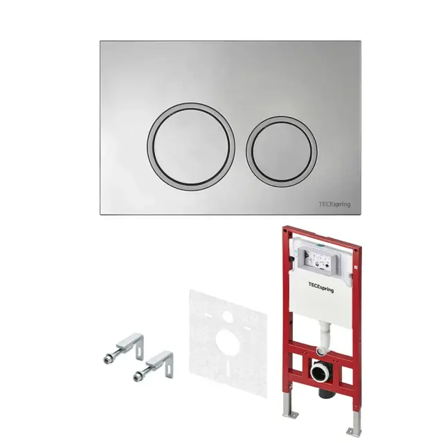 Tece Spring Инсталляция для унитаза 4 в 1 с кнопкой смыва, креплением и шумоиз., цвет: хром лянцевый S955101