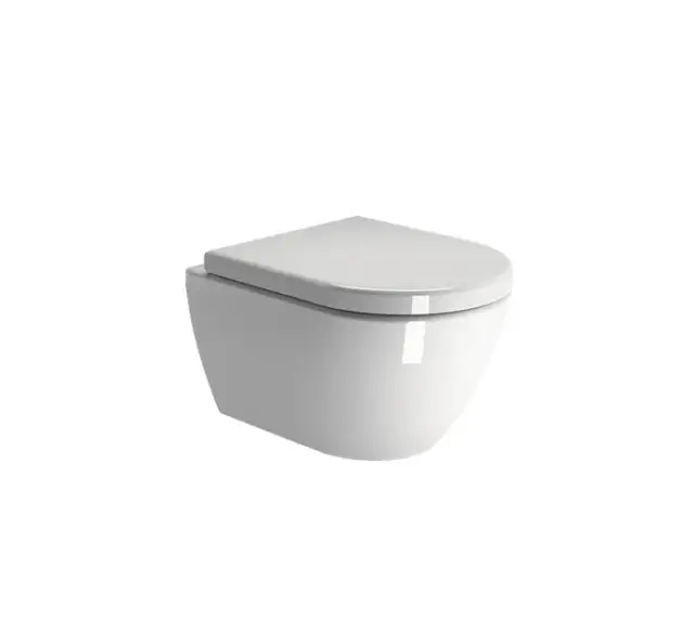 GSI Pura Унитаз подвесной 50x36 см безободковый, смыв swirlflush, с крепежом, цвет: белый глянцевый 8816FR211