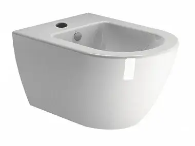 GSI Pura Биде подвесное с 1 отверстием под смеситель и переливом, с крепежом, цвет: белый глянцевый 8865FR2111