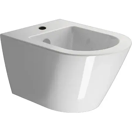 GSI Kube X Биде подвесное, 1 отверстие под смеситель, перелив, с крепежом, цвет: белый глянцевый 9464FR2111