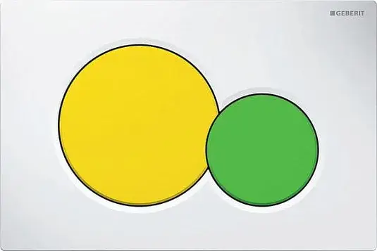 Geberit Sigma 01 Кнопка смыва для инсталляции, пластиковая, цвет: белый, клавиши желтый и зеленый 115.770.LA.5