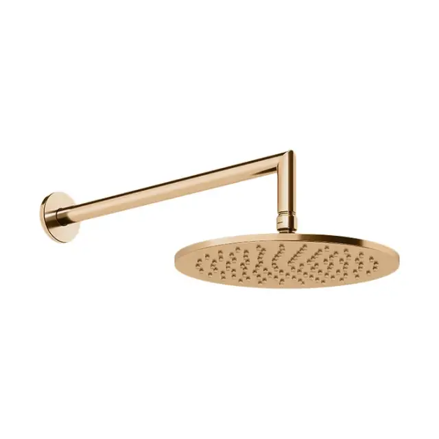 Gessi Anello Верхний душ 25 см 1 вид струи, кронштейн настенный 36 см, цвет: warm bronze brushed PVD 63348#726