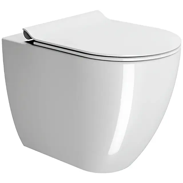 GSI Pura Унитаз приставной 55x36 см безободковый, смыв swirlflush, цвет: белый глянцевый 880311