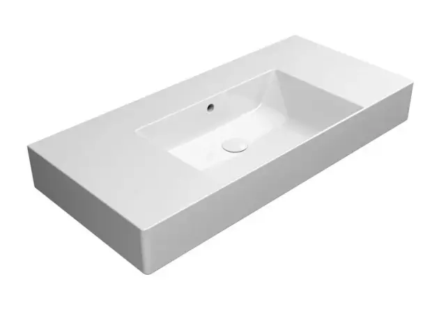 GSI Kube X Раковина подвесная/накладная 100x46 см, без отверстий под смеситель, цвет: bianco lucido 9451011
