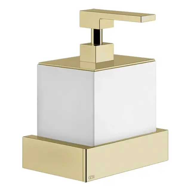 Gessi Inverso Дозатор для жидкого мыла, подвесной, с белой колбой, цвет: brushed brass PVD 20813#727