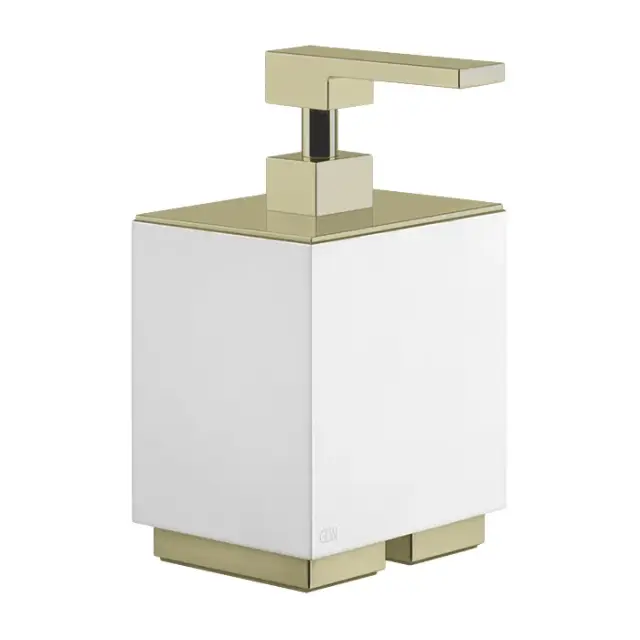Gessi Inverso Дозатор для жидкого мыла, подвесной, с белой колбой, цвет: brushed brass PVD 20837#727