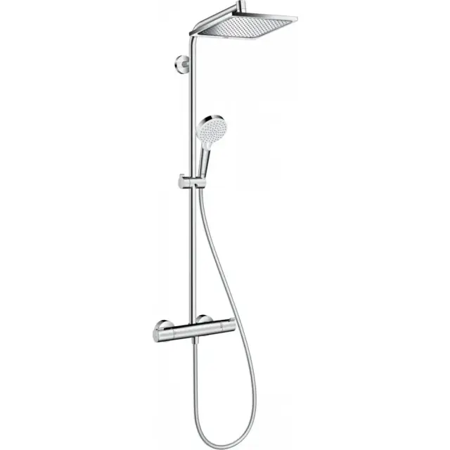 Hansgrohe Crometta E Душевая стойка: термостат, верхний душ EcoSmart 24x24 см,ручной душ, цвет: хром 27281000