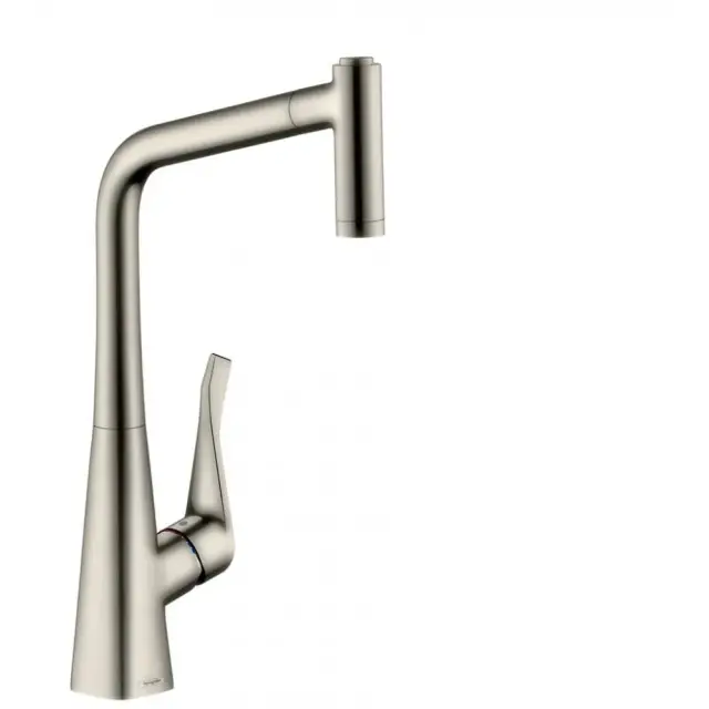 Hansgrohe Metris M71 Смеситель для кух. мойки однорыч. 320 EcoSmart, с выдв. изл. цвет: нерж. сталь 14780800