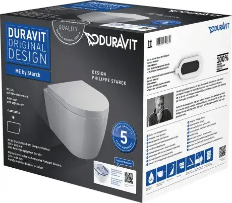 Duravit Me by Starck Унитаз подвесной с сиденьем Rimless 37x48x35h см, цвет: белый 45300900A1