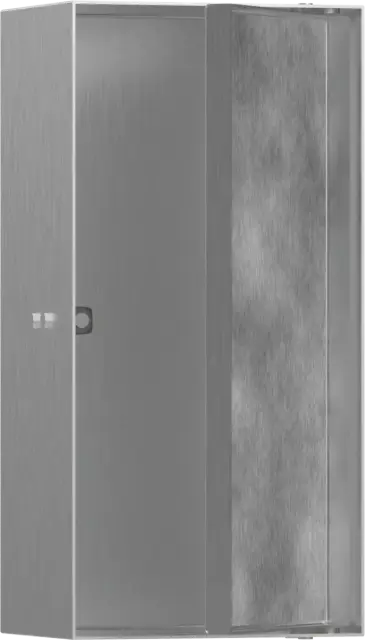 Hansgrohe XtraStoris Rock Полка в нишу встраиваемая 30х14х30h см, с дверью, цвет: нержавеющая сталь 56082800