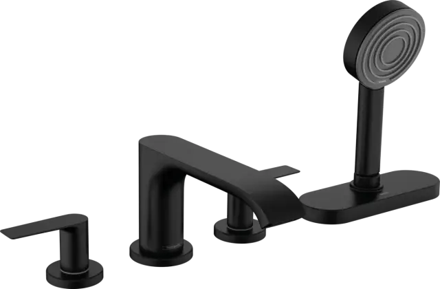 Hansgrohe Vivenis Смеситель на борт ванны, на 4 отверстия, с ручным душем, внеш. часть, цвет: черный 75444670