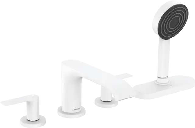 Hansgrohe Vivenis Смеситель на борт ванны, на 4 отверстия, с ручным душем, внеш. часть, цвет: белый 75444700