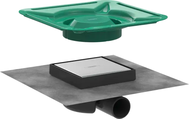 Hansgrohe RainDrain Точечный слив с решеткой квадр. 22,6х22,6х9,5h см, цвет: нерж. сталь 56112800