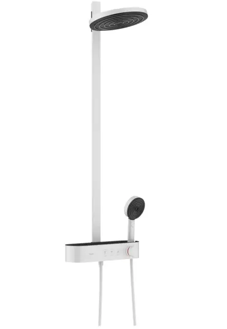Hansgrohe Pulsify Душевая стойка:термостат,верхний душ EcoSmart 26см,ручной душ, цвет: матовый белый 24241700