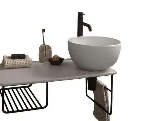 Globo Opi Консоль для раковины подвесная металлическая 65x36x25h см, цвет: черный матовая OP009TBI