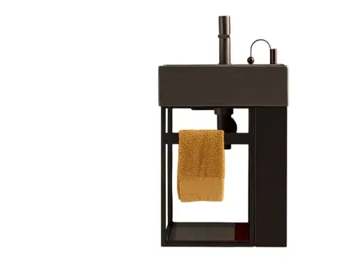 Globo Opi Консоль для раковины подвесная металлическая 46x37x52h см, цвет: черный матовый OP004PAR