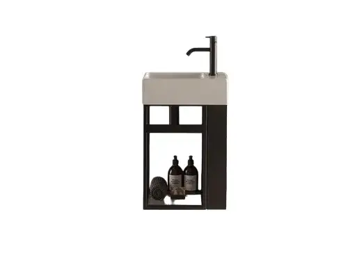 Globo Opi Консоль для раковины подвесная металлическая 40x25x50h см, цвет: черный матовый OP006PAR