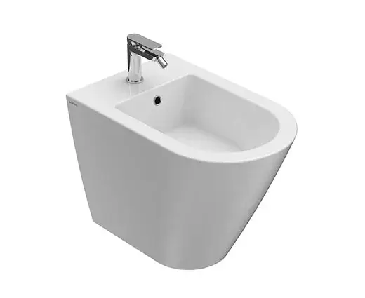 Globo Forty3 Биде напольное 57x36 см, с 1 отв. под смес., креплением и переливом, цвет: белый глянц. FO009BI