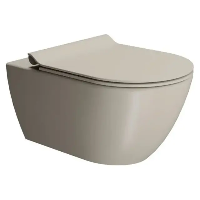 GSI Pura Унитаз подвесной 55x36 см безободковый, смыв swirlflush, цвет: creta opaco 881508
