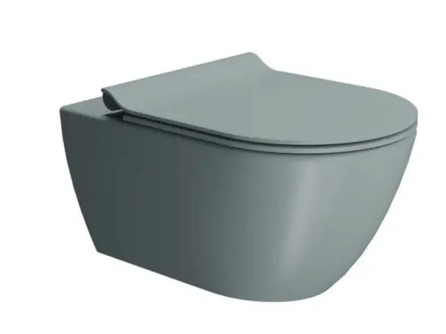 GSI Pura Унитаз подвесной 55x36 см безободковый, смыв swirlflush, цвет: ghiaccio opaco 881515