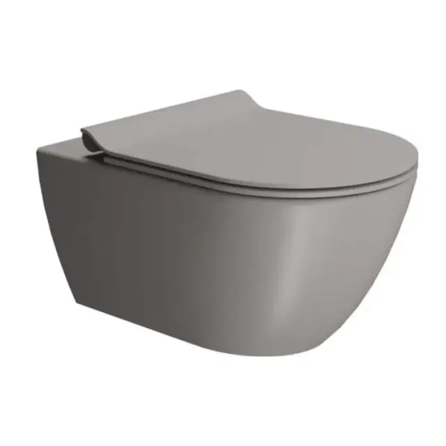 GSI Pura Унитаз подвесной 55x36 см безободковый, смыв swirlflush, цвет: tortora opaco 881505