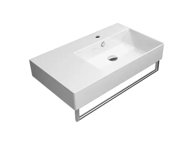 GSI Kube X Раковина подвесная/накладная 80x47 см, 1 отверстие, с переливом, цвет: белый глянцевый 9457111