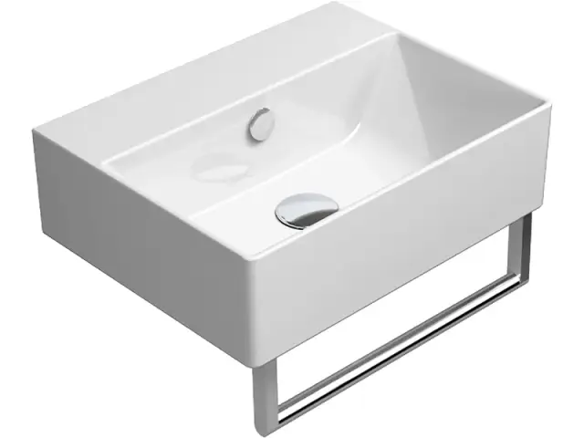 GSI Kube X Раковина подвесная/накладная 45x35 см, 1 отверстие, с переливом, цвет: белый глянцевый 9485111