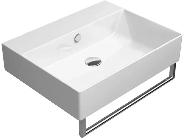 GSI Kube X Раковина подвесная/накладная 60x47 см, 1 отверстие, с переливом, цвет: белый глянцевый 9431111