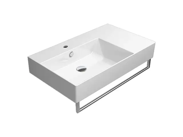 GSI Kube X Раковина подвесная/накладная 80x47 см, 1 отверстие, с переливом, цвет: белый глянцевый 9456111