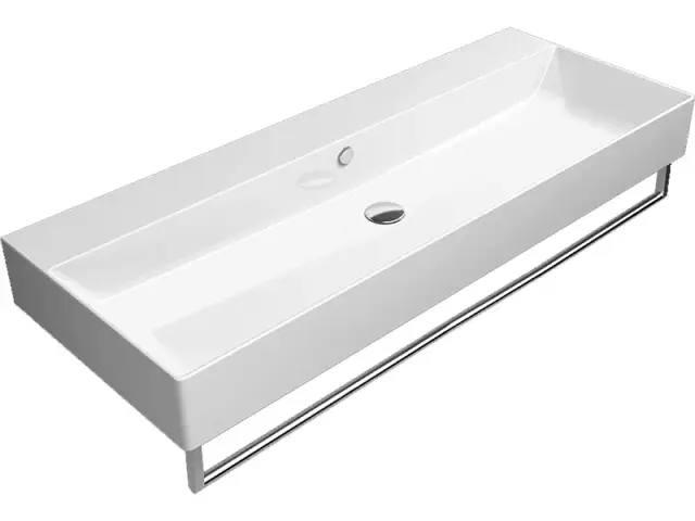 GSI Kube X Раковина подвесная/накладная 120x47 см, 1 отверстие, с переливом, цвет: белый глянцевый 9424111