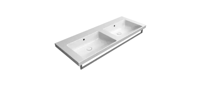 GSI Norm Раковина двойная подвесная 125x50 см, 1 отверстие, с переливом, цвет: белый глянцевый 8627111