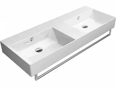 GSI Kube X Раковина двойная подвесная 120x47 см, 1 отверстие, с переливом, цвет: белый глянцевый 9425111