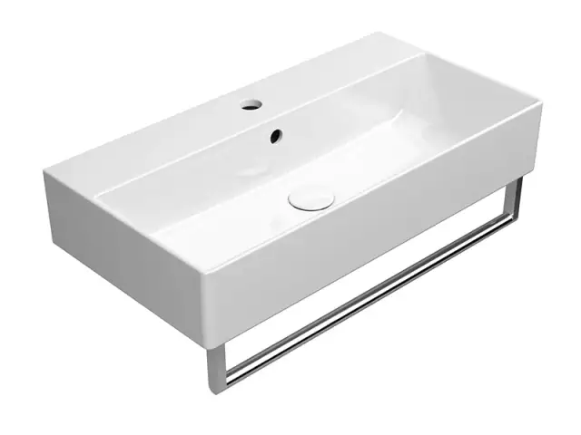 GSI Kube X Раковина подвесная/накладная 70x37 см, 1 отверстие, с переливом, цвет: белый глянцевый 9455111