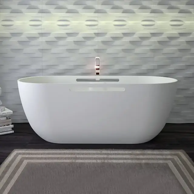 Knief Lotus Ванна из K-Stone отдельностоящая 170х75 см, с ручками, цвет: белый матовый 0600-610-01