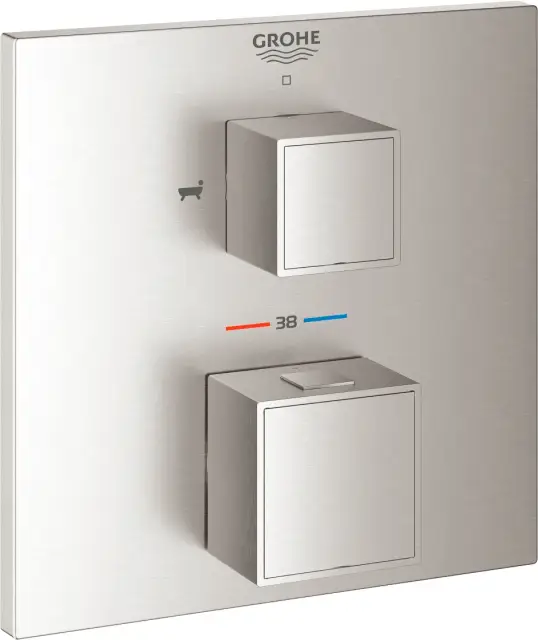 Grohe Grohtherm Cube Термостатический смеситель для ванны с душем встраиваемый, цвет: суперсталь 24155DC0