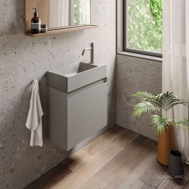 Catalano Comfort Раковина подвесная 50x25x12h см, без перелива, покр Cataglaze, цвет: цемент матовый 0220520023