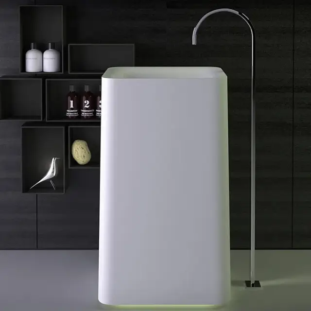 Knief Shine Раковина напольная 53х43х90h см, K-Stone, с выпуском в пол, цвет: белый матовый 0600-042-01 bi matt